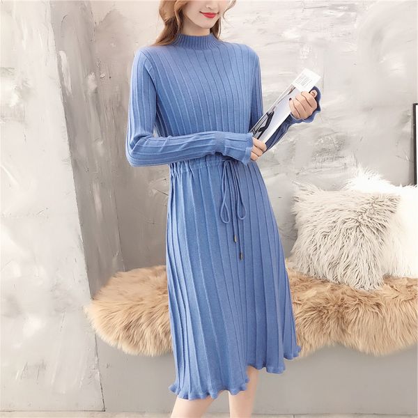ruffle knitted sweater dress women casual turtleneck long sleeve pleated dress elegant office sash elastic midi vestidos, Black;gray
ruffle knitted sweater dress women casual turtleneck long sleeve pleated dress elegant office sash elastic midi vestidos, Black;gray