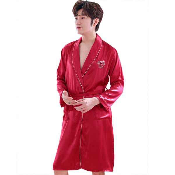 summer satin men robe set 2019 new sleepwear nightgown loose male turn down collar sleep set 2pcs rayon robe&pant robes dress, Black;brown
summer satin men robe set 2019 new sleepwear nightgown loose male turn down collar sleep set 2pcs rayon robe&pant robes dress, Black;brown