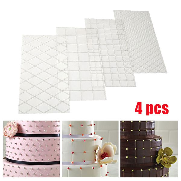 4pcs/set grid texture mat printing cake fondant decorating mold plastic transparent kitchen diy baking tools cake mould
4pcs/set grid texture mat printing cake fondant decorating mold plastic transparent kitchen diy baking tools cake mould