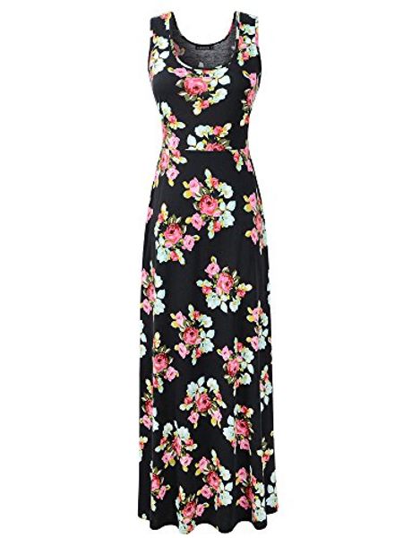 luckco women's sleeveless floral print causal long maxi beach tank dresses, Black;gray
luckco women's sleeveless floral print causal long maxi beach tank dresses, Black;gray