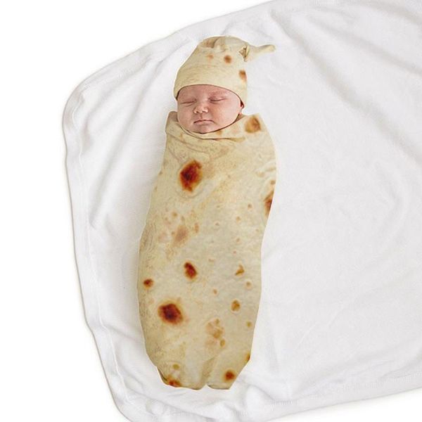 Baby Swaddle Blanket With Hat Burrito Baby Blanket Flour Tortilla Swaddle Sleeping Swaddles Wrap Hat Burrito