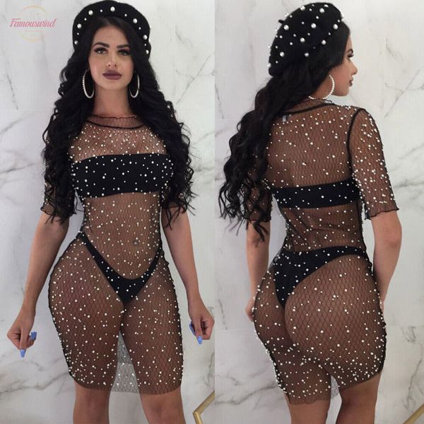 2020 summer new style fashion sequins casual beading crystal mesh solid hollow out long suit beach, White
2020 summer new style fashion sequins casual beading crystal mesh solid hollow out long suit beach, White