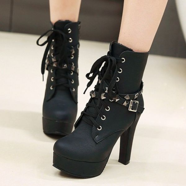 small big size 30 to 42 to 48 trendy rivet buckle lace up platform thick high heel motocycle boots 12cm, Black
small big size 30 to 42 to 48 trendy rivet buckle lace up platform thick high heel motocycle boots 12cm, Black