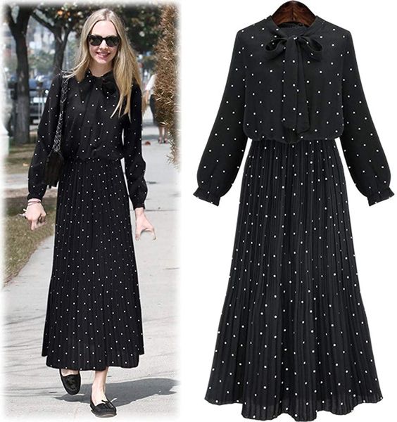 womens casual dot loose pullover maxi dress long sleeve long o-neck thin dress, Black;gray
womens casual dot loose pullover maxi dress long sleeve long o-neck thin dress, Black;gray