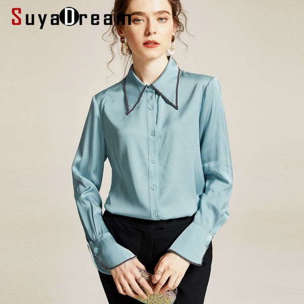 suyadream women silk blouses 92% silk 8%spandex long sleeved turn down collar buttoned plain office blouse shirt 2020 spring top, White
suyadream women silk blouses 92% silk 8%spandex long sleeved turn down collar buttoned plain office blouse shirt 2020 spring top, White