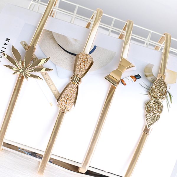 Korean Elastic Metal Waist Silver Gold Chain Belts Female Maple leaf Bow Buckle for Women Dresses Strap Waistband Cummerbunds
Korean Elastic Metal Waist Silver Gold Chain Belts Female Maple leaf Bow Buckle for Women Dresses Strap Waistband Cummerbunds