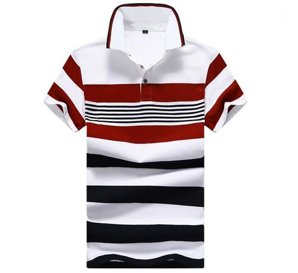 casual mens turn down collar short sleeves striped mens polo shirts contrast color designer regular tees, White;black 
casual mens turn down collar short sleeves striped mens polo shirts contrast color designer regular tees, White;black