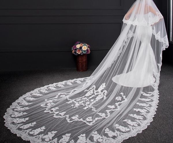 3m long wedding veils soft tulle two layers lace bridal veils custom made appliqued edge veil for wedding dress ing, Black
3m long wedding veils soft tulle two layers lace bridal veils custom made appliqued edge veil for wedding dress ing, Black