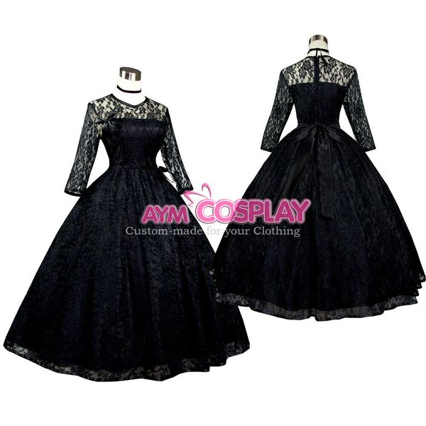 black lace gothic punk dress cross dressers, Black;red