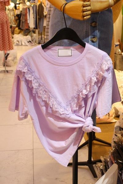 2020 spring and summer new style pink t-shirt women's lace joint short sleeve loose-fit slimming fashion tshirt t shirts, White
2020 spring and summer new style pink t-shirt women's lace joint short sleeve loose-fit slimming fashion tshirt t shirts, White