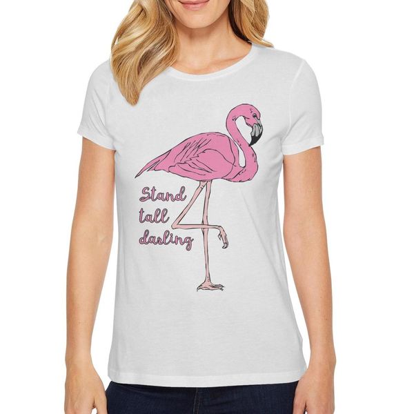 ladies color pink the flamingo stand tall darling fashion t-shirt printing band cotton shirt cute short-sleeved bird decor neon five and, White
ladies color pink the flamingo stand tall darling fashion t-shirt printing band cotton shirt cute short-sleeved bird decor neon five and, White