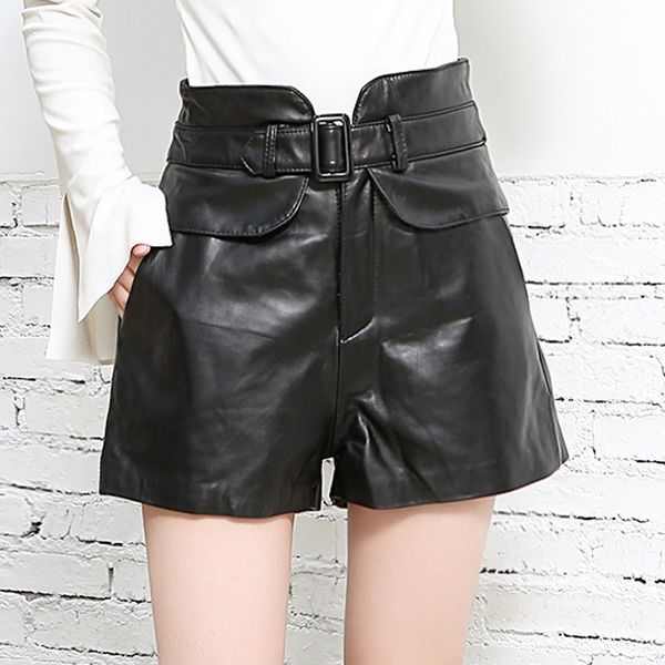 high waist genuine leather shorts femme design slim sheepskin wide leg short pants 2020 new street red black ladies shorts, White;black
high waist genuine leather shorts femme design slim sheepskin wide leg short pants 2020 new street red black ladies shorts, White;black