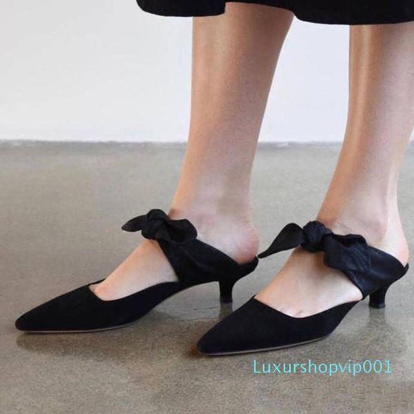 fashion knot mules kitten heel women shoes slippers butterfly knot wedding party shoes pointed toe slip on slides summer sandals, Black
fashion knot mules kitten heel women shoes slippers butterfly knot wedding party shoes pointed toe slip on slides summer sandals, Black