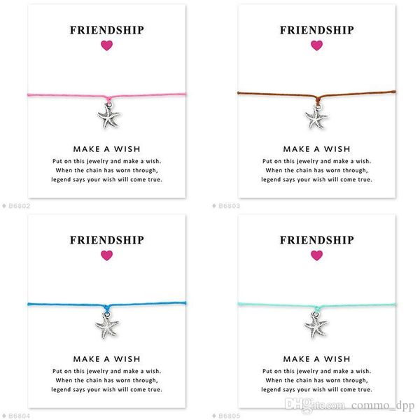 make a wish bracelets with gift card for women men starfish charm rope chains bangle friendship fashion jewelry gift, Golden;silver
make a wish bracelets with gift card for women men starfish charm rope chains bangle friendship fashion jewelry gift, Golden;silver