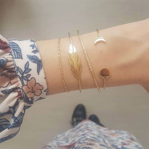 fashion boho charm crystal bracelets women gold hollow round leaves moon chain link cuff bracelet set female jewelry party gifts, Black
fashion boho charm crystal bracelets women gold hollow round leaves moon chain link cuff bracelet set female jewelry party gifts, Black