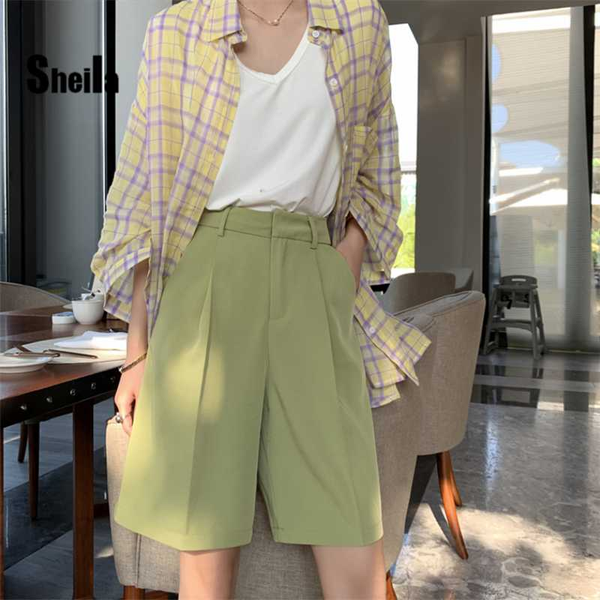 sheila fashion high waist women shorts casual half- length sashes belted women loose shorts pockets 2020 spring summer #0624, White;black
sheila fashion high waist women shorts casual half- length sashes belted women loose shorts pockets 2020 spring summer #0624, White;black