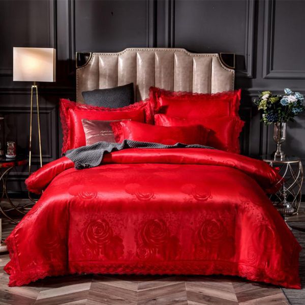 funbaky 4pcs/set satin jacquard silk bedding sets cotton duvet cover set bed linen linings wedding bedclothes home textil
funbaky 4pcs/set satin jacquard silk bedding sets cotton duvet cover set bed linen linings wedding bedclothes home textil