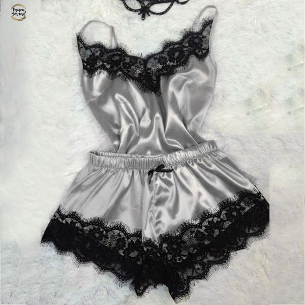 size s-3xl women's sleepwear satin silk pajama set lace v-neck pyjamas sleeveless cute cami 2019 short pijama mujer d7, Black;red
size s-3xl women's sleepwear satin silk pajama set lace v-neck pyjamas sleeveless cute cami 2019 short pijama mujer d7, Black;red