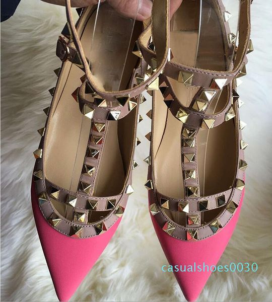 2017 fashion women rivet shoes matte leather t strap pointed toe rock studded valentine women flats party dress shoes c30, Black
2017 fashion women rivet shoes matte leather t strap pointed toe rock studded valentine women flats party dress shoes c30, Black