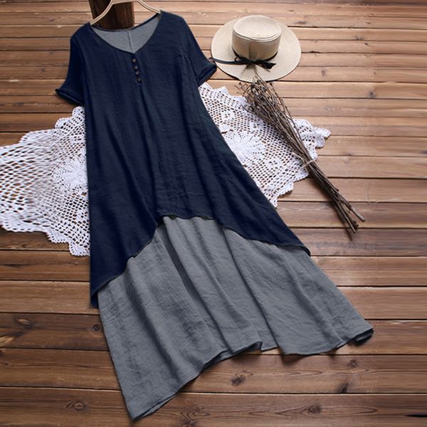 women summer dress casual button v neck double layer long dress loose cotton linen party dresses beach maxi dresses 2019 new, Black;gray
women summer dress casual button v neck double layer long dress loose cotton linen party dresses beach maxi dresses 2019 new, Black;gray