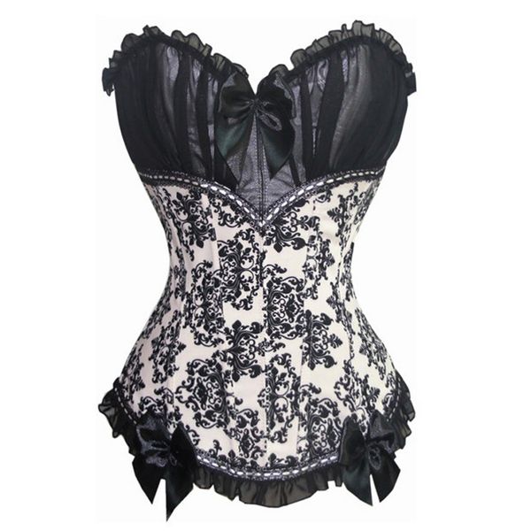 womens boned lace up floral overbust corset waist cincher bowtie bustiers thong lingerie, Black;white
womens boned lace up floral overbust corset waist cincher bowtie bustiers thong lingerie, Black;white