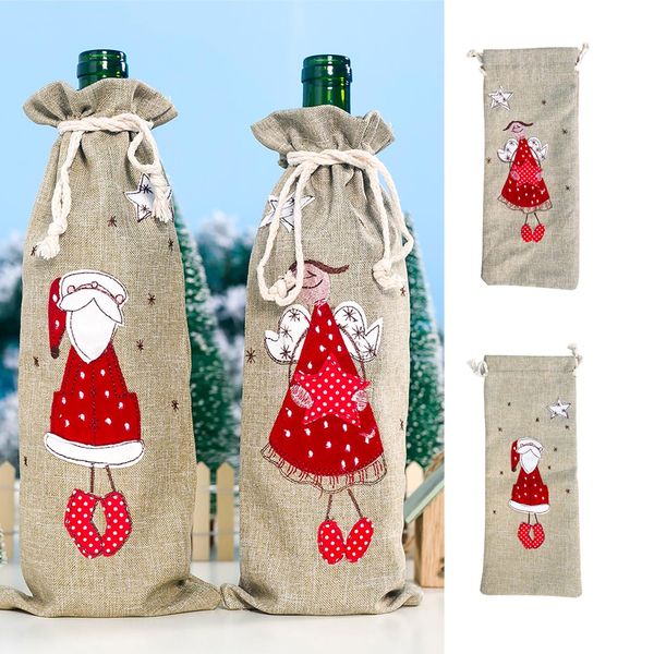 santa claus angle wine bottle bag drawstring christmas champagne cover linen cloth xmas decoration gift wrap pouch
santa claus angle wine bottle bag drawstring christmas champagne cover linen cloth xmas decoration gift wrap pouch