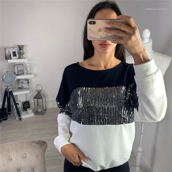 contrast color sequins autumn female fashion casual womens apparel new arrival womens designer tshirts, White
contrast color sequins autumn female fashion casual womens apparel new arrival womens designer tshirts, White