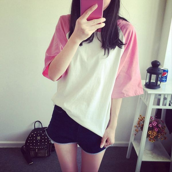 2020 women's short-sleeved student slim contrast color stitching short-sleeved t- women's casual t-shirt small shirt, White
2020 women's short-sleeved student slim contrast color stitching short-sleeved t- women's casual t-shirt small shirt, White