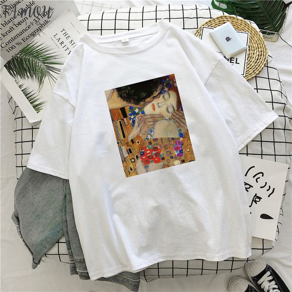 fashion lady t shirt the kiss by gustav klimt printing t shirt summer new hooded harajuku oversize loose womens casual top, White
fashion lady t shirt the kiss by gustav klimt printing t shirt summer new hooded harajuku oversize loose womens casual top, White
