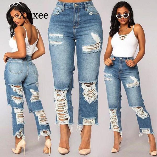 long pants trendy hole ripped jeans women pants cool denim vintage straight jeans for girl high waist casual female, Blue
long pants trendy hole ripped jeans women pants cool denim vintage straight jeans for girl high waist casual female, Blue