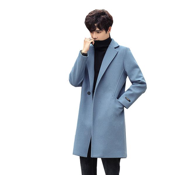 korean style england style mens coat 2019 autumn winter slim fit casual thicken turn down collar solid color woolen coat jacket, Black
korean style england style mens coat 2019 autumn winter slim fit casual thicken turn down collar solid color woolen coat jacket, Black