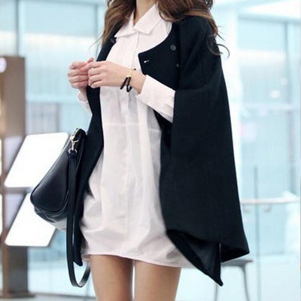 2020 autumn and winter new style korean-style loose women's cape coat mid-length cloak cape jacket, Black
2020 autumn and winter new style korean-style loose women's cape coat mid-length cloak cape jacket, Black