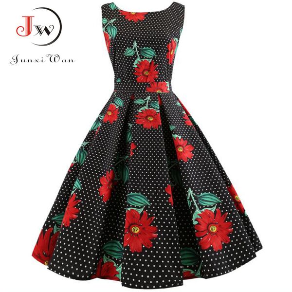 black polka dot dress women summer casual floral sleeveless midi work office party dresses vintage big swing rockabilly vestidos, Black;gray
black polka dot dress women summer casual floral sleeveless midi work office party dresses vintage big swing rockabilly vestidos, Black;gray