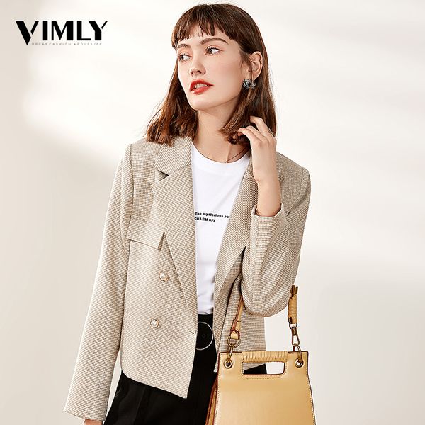women's suits & blazers vimly elegant women plaid short blazer office lady work wear jacket female england style outwear, White;black
women's suits & blazers vimly elegant women plaid short blazer office lady work wear jacket female england style outwear, White;black