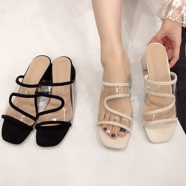 square heel fretwork heels transparent slippers shoes luxury slides shose women med pantofle block designer 2020 fashion rubber, Black
square heel fretwork heels transparent slippers shoes luxury slides shose women med pantofle block designer 2020 fashion rubber, Black