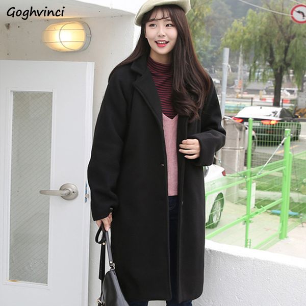 wool blends women korean style solid pockets turn-down collar single breasted long coat womens all-match ulzzang, Black
wool blends women korean style solid pockets turn-down collar single breasted long coat womens all-match ulzzang, Black