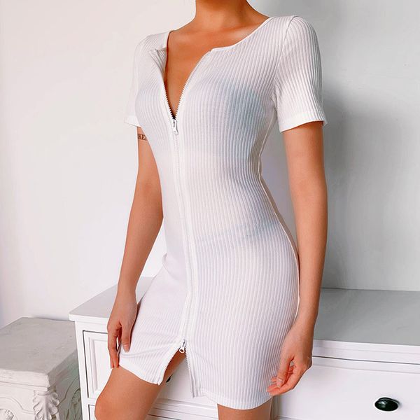 casual dresses 2021 woman dress summer short sleeve o neck white knitted zipper mini bodycon black women, Black;gray
casual dresses 2021 woman dress summer short sleeve o neck white knitted zipper mini bodycon black women, Black;gray