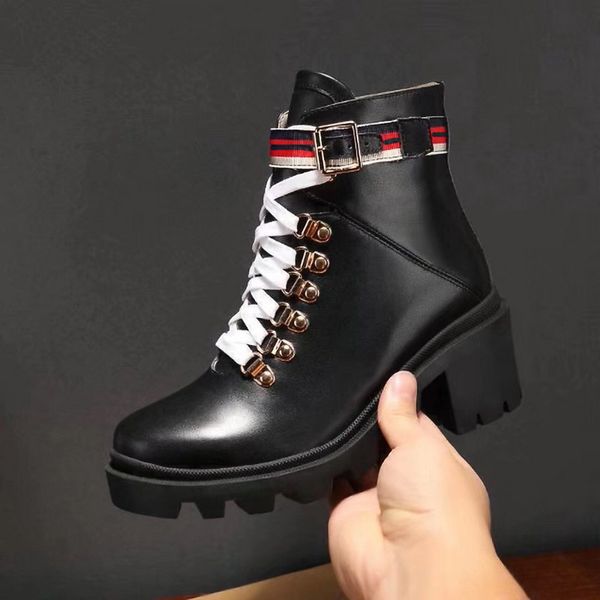 leather martin boots calfskin women spikes rivet boot lace up ankle bottes booties australia bottines leather boots 17 dust bag, Black