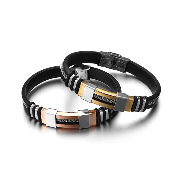 stainless steel silicone bracelet men jewelry wristband punk style new design men bracelet rubber charm cuff bangle jewelry gift, Black
stainless steel silicone bracelet men jewelry wristband punk style new design men bracelet rubber charm cuff bangle jewelry gift, Black