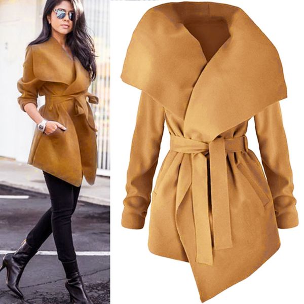 new winter coats women autumn woolen blend fashion lapel jackets v neck belt lace-up solid casual slim overcoats fema, Black
new winter coats women autumn woolen blend fashion lapel jackets v neck belt lace-up solid casual slim overcoats fema, Black