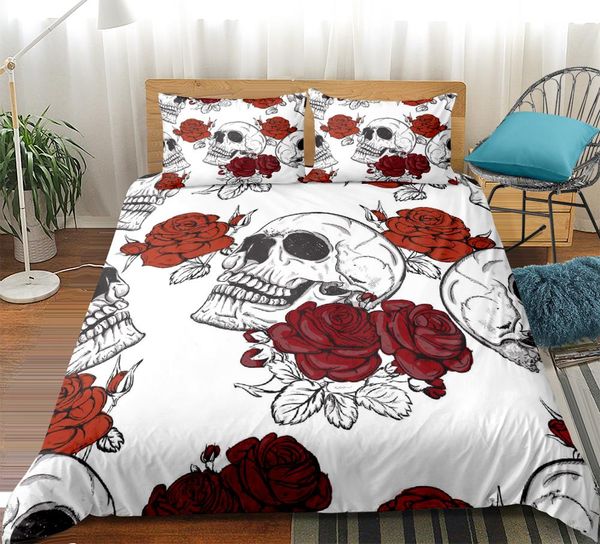 white skull bedding set roses duvet cover with pillowcases floral printed red gothic home textiles 3pcs bedclothes
white skull bedding set roses duvet cover with pillowcases floral printed red gothic home textiles 3pcs bedclothes