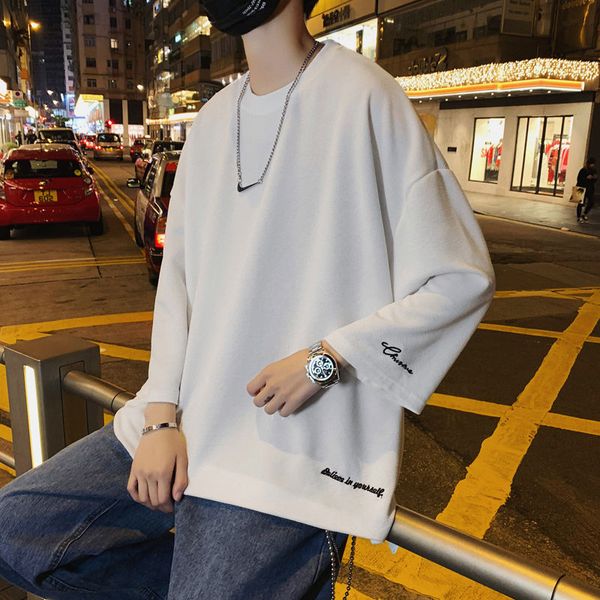2020 summer men's letter embroidery tshirt seven-sleeved loose t shirt cotton oversized clothes black/white/grey t-shirt m-xl, White;black
2020 summer men's letter embroidery tshirt seven-sleeved loose t shirt cotton oversized clothes black/white/grey t-shirt m-xl, White;black