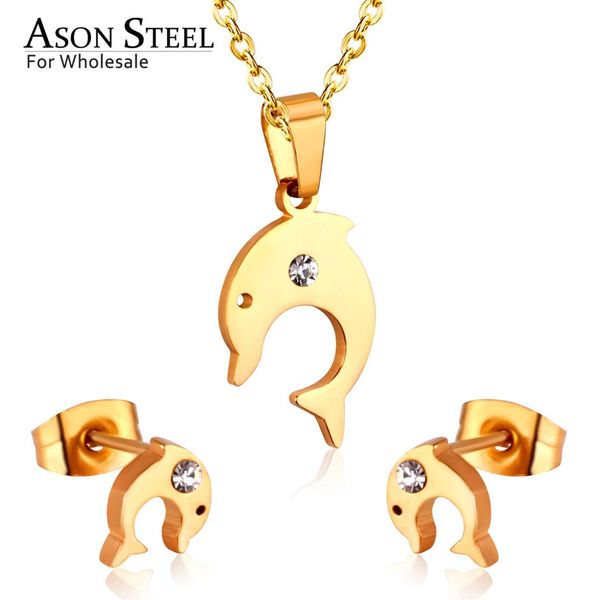 asonsteel gold color 316l stainless steel jewelry sets for women 2019 dolphin necklace small stud earrings for femme, Silver
asonsteel gold color 316l stainless steel jewelry sets for women 2019 dolphin necklace small stud earrings for femme, Silver