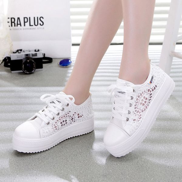 ladies platform shoes 2019 solid fashion casual shoes woman lace-up canvas sneakers women hollow breathable women sneakers, Black
ladies platform shoes 2019 solid fashion casual shoes woman lace-up canvas sneakers women hollow breathable women sneakers, Black