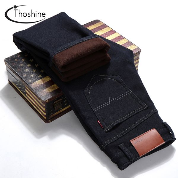 thoshine 2017 new autumn winter men cashmere denim trousers fashion keep warm thick straight male jeans casual pants outwear, Blue
thoshine 2017 new autumn winter men cashmere denim trousers fashion keep warm thick straight male jeans casual pants outwear, Blue