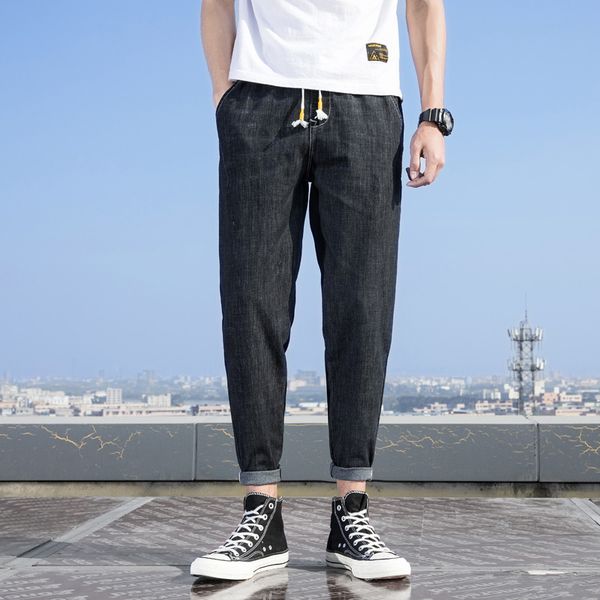 large size jeans men black gray stretch elastic waist drawstring slim casual pants classic men oversized loose straight pants, Blue
large size jeans men black gray stretch elastic waist drawstring slim casual pants classic men oversized loose straight pants, Blue