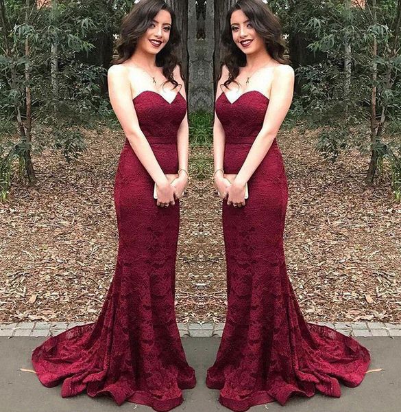 modern long bridesmaid dresses burgundy sweetheart lace mermaid wine maid of honor wedding guest dress prom party gowns bd8901, White;pink
modern long bridesmaid dresses burgundy sweetheart lace mermaid wine maid of honor wedding guest dress prom party gowns bd8901, White;pink
