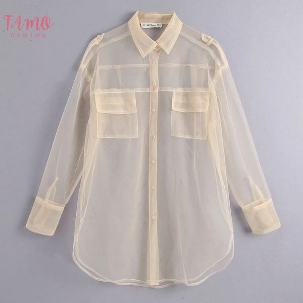 new women rayon pocket decoration transparent mesh blouse long sleeve smock shirts leisure sunscreen chemise blusas ls3964, White
new women rayon pocket decoration transparent mesh blouse long sleeve smock shirts leisure sunscreen chemise blusas ls3964, White
