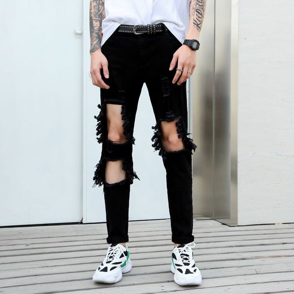 men destroy beggar hollow jeans male fashion slim fit skinny denim trousers streetwear hip hop punk black hole pants, Blue
men destroy beggar hollow jeans male fashion slim fit skinny denim trousers streetwear hip hop punk black hole pants, Blue