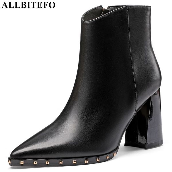 allbitefo real genuine leather women boots autumn winter metal rivet ankle boots leisure comfortable high heel fashion, Black
allbitefo real genuine leather women boots autumn winter metal rivet ankle boots leisure comfortable high heel fashion, Black